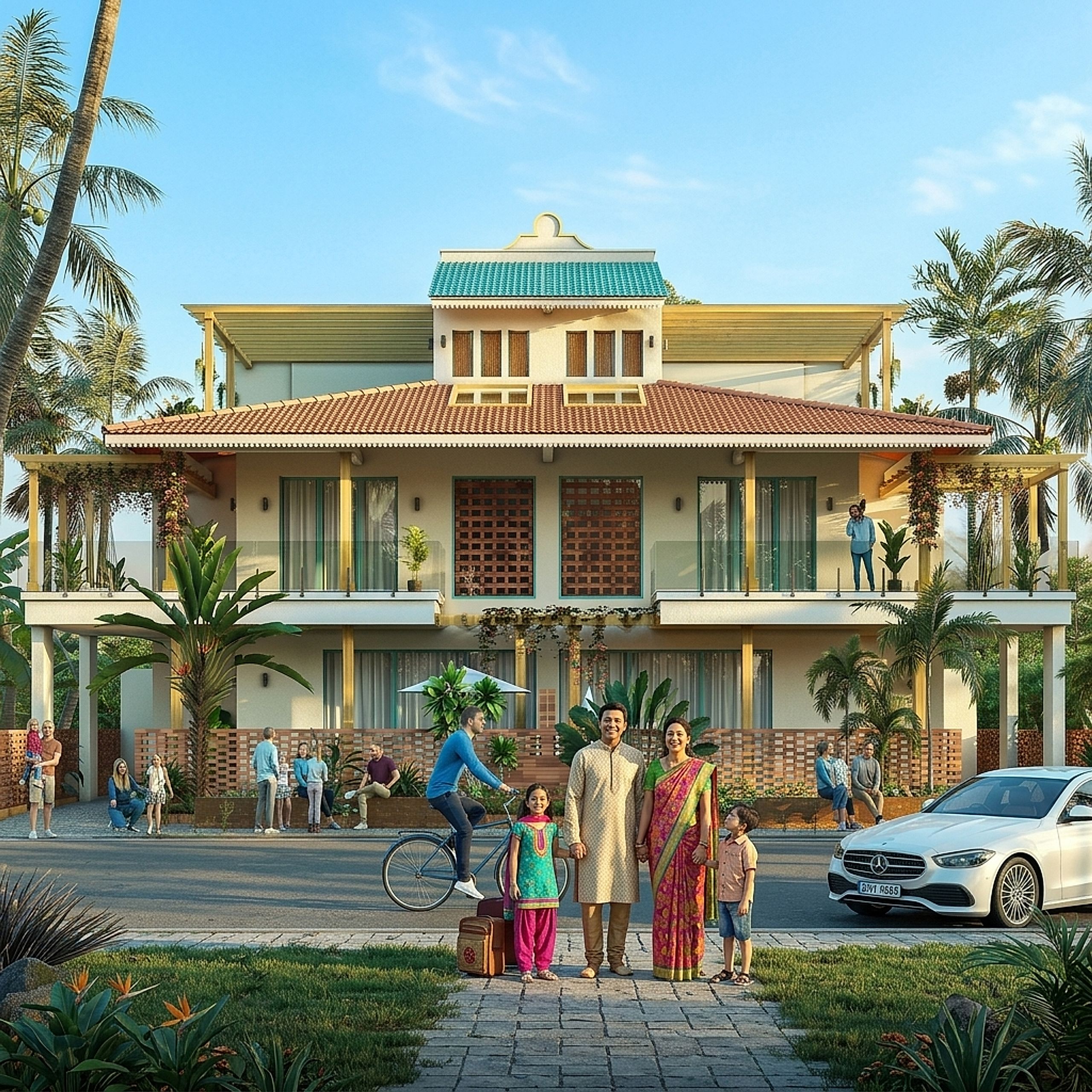 Cerulean Alibaug — front elevation of a townhouse against the mangrove forest