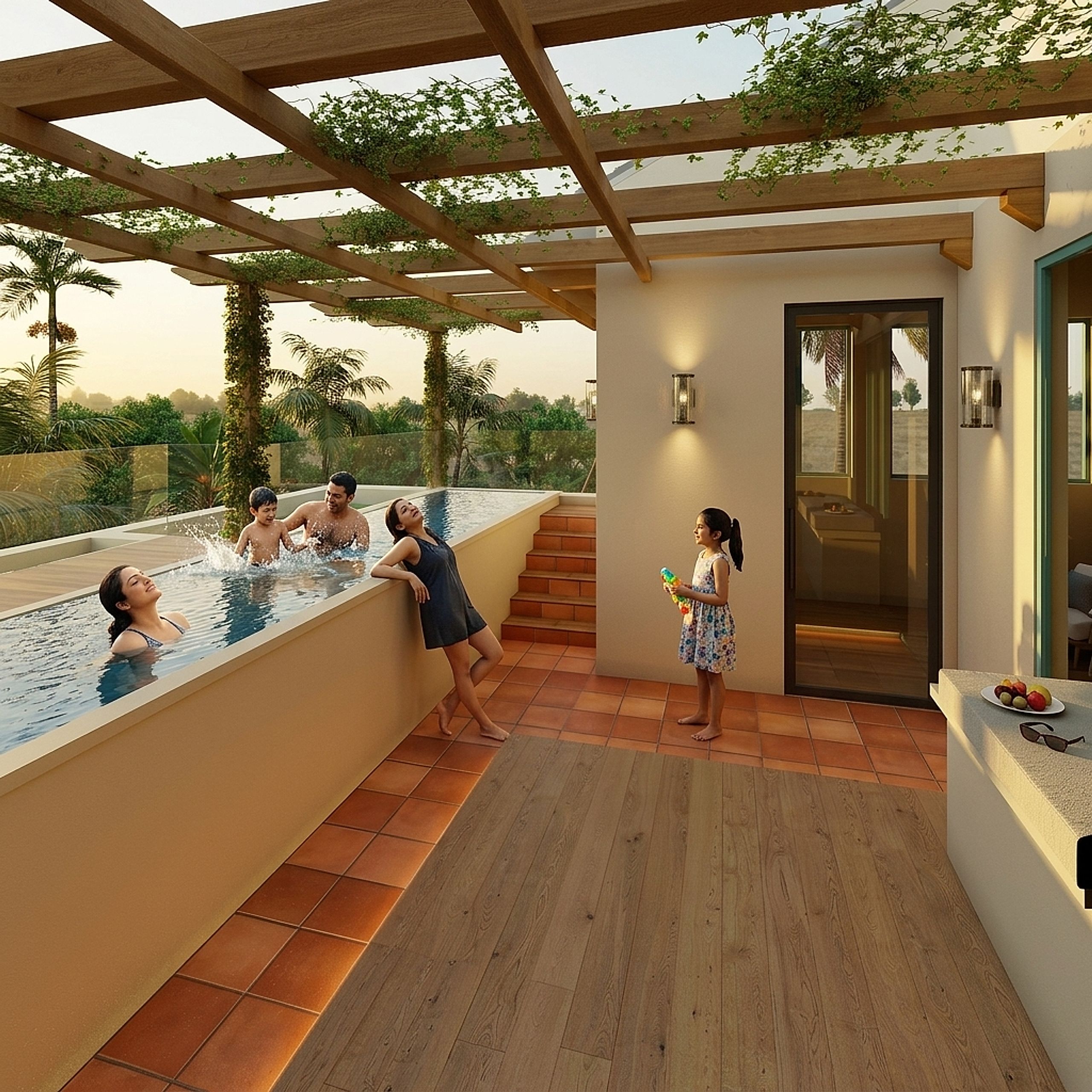 Cerulean Alibaug — sky plunge pool at +8.2 m, your weekend ritual